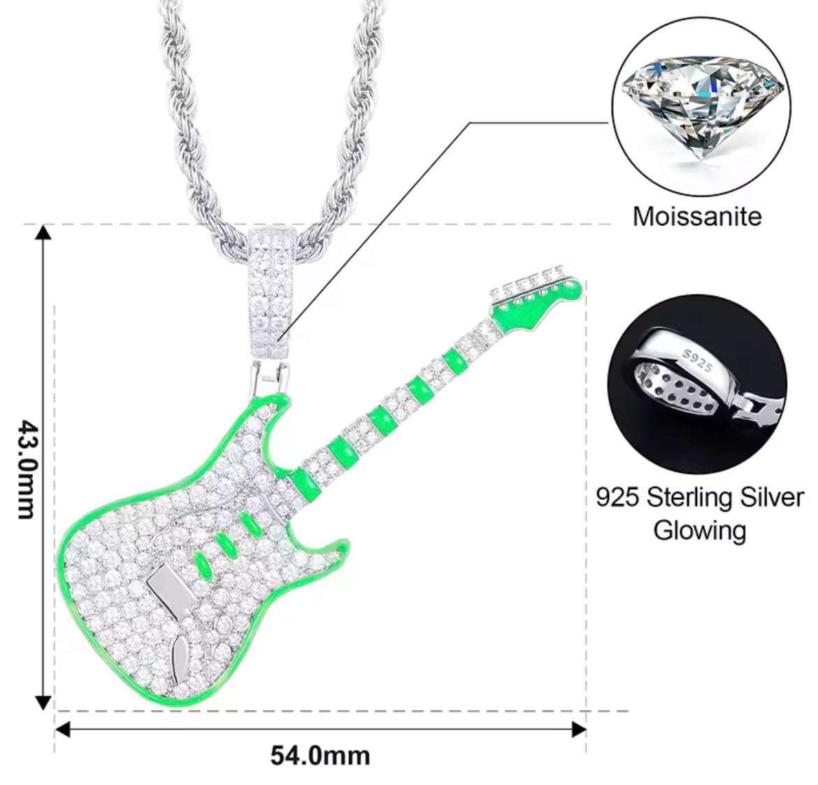 Glowing Guitar Pendant