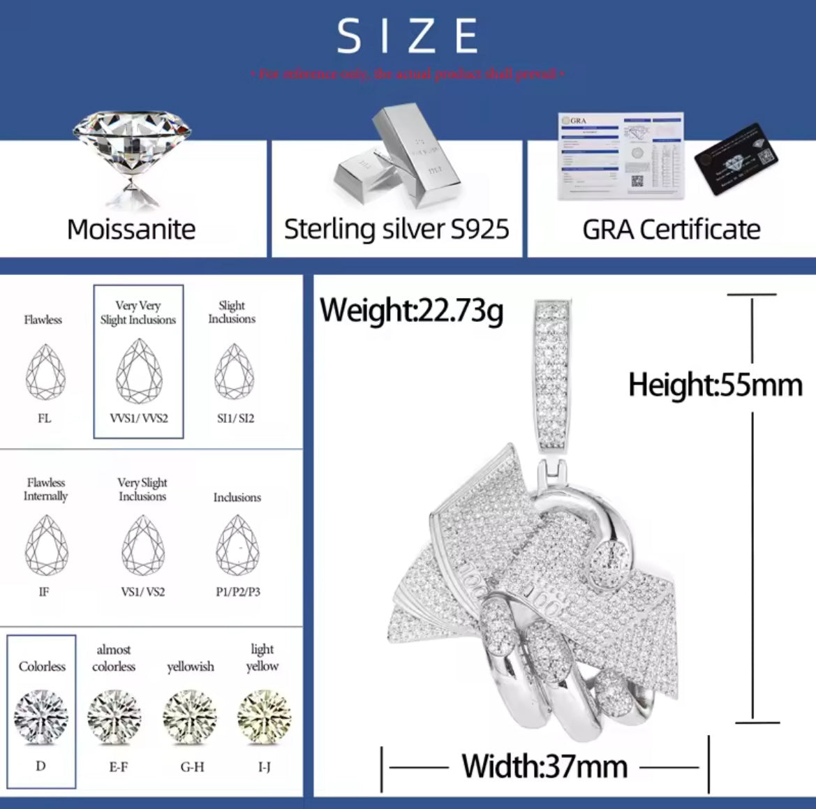 100 Dollar Bill In Hand Pendant