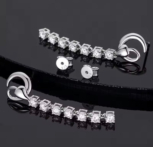 Inlaid Long Tassel Earrings