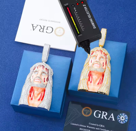 Lifelike Enamel Jesus Head Pendant