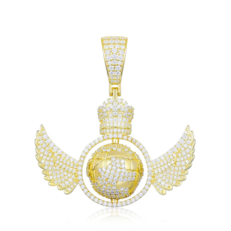 Rotating Global Wing Pendant