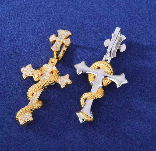Snake Winding Cross Pendant