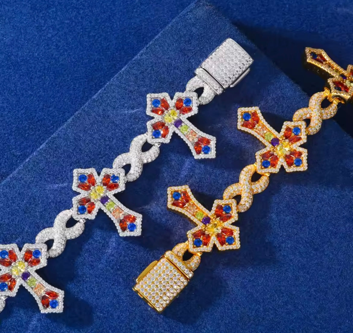 Rainbow Cross Infinity Charm Bracelet