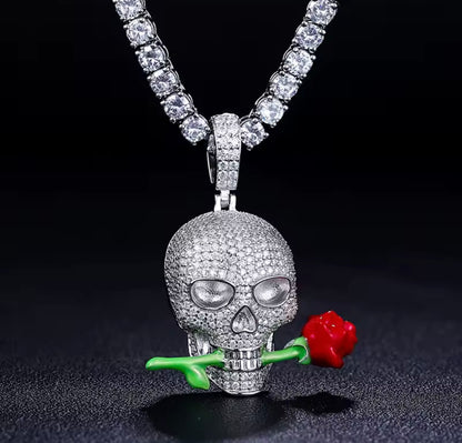 Glowing Skull Rose Pendant
