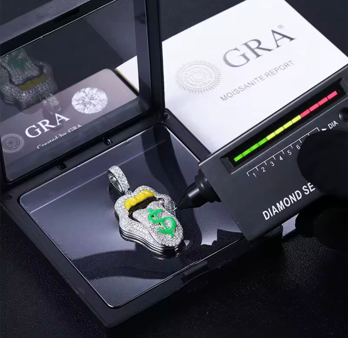 Sexy Mouth Lip Dripping Money Dollar Pendant