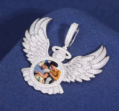 Custom Angel Wing Memorial Picture Pendant
