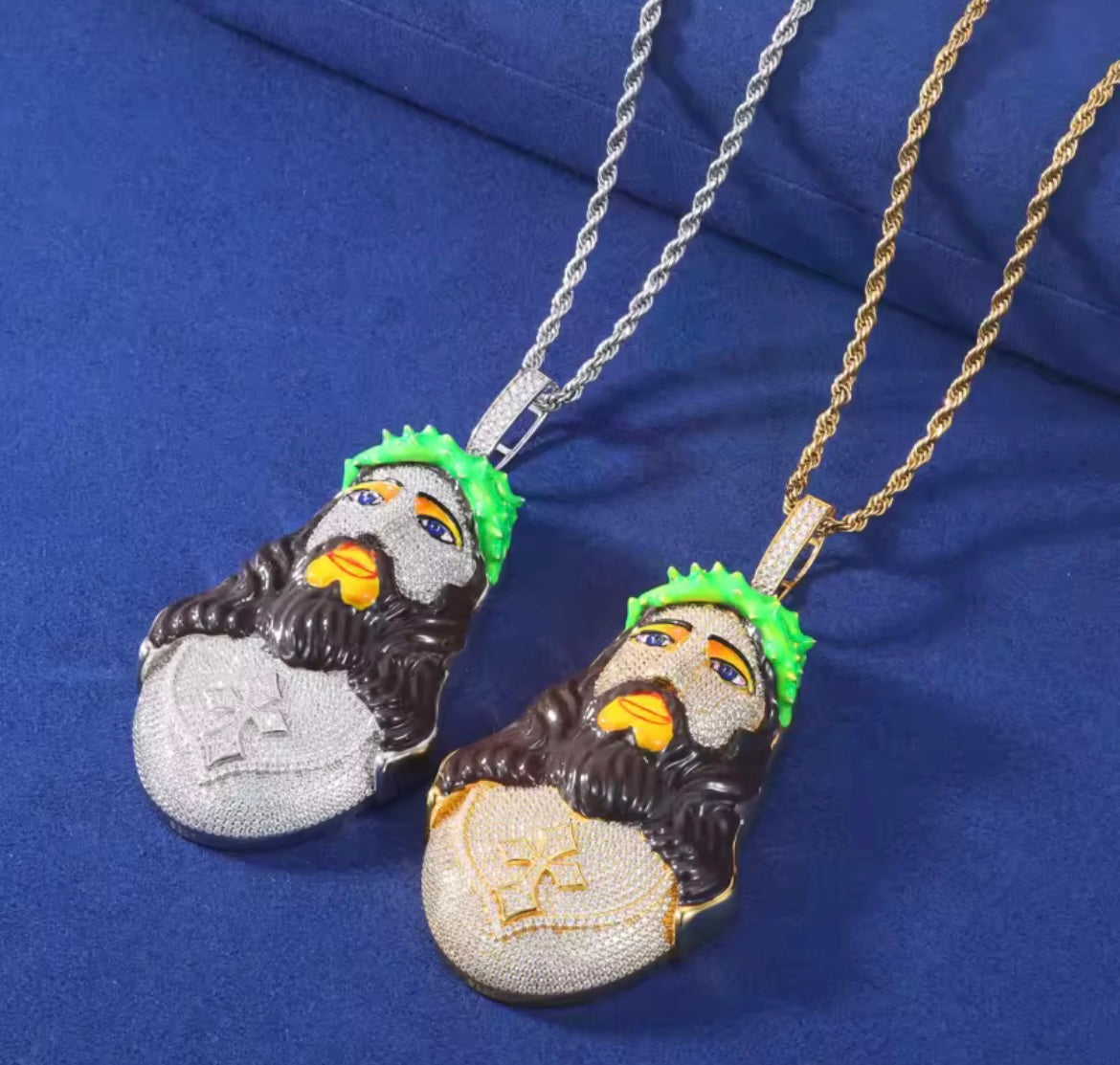 Enameled Jesus Head Pendant