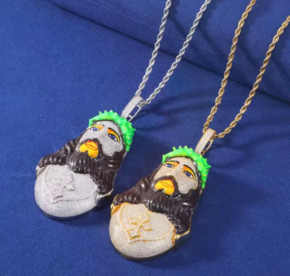 Enameled Jesus Head Pendant