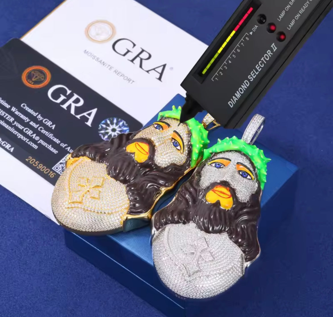 Enameled Jesus Head Pendant