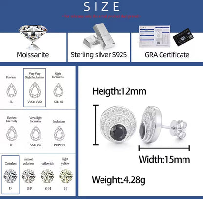 Black Moon Stud Earrings