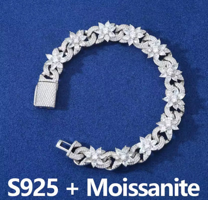 12MM Silver Flower Infinity Cuban Chain