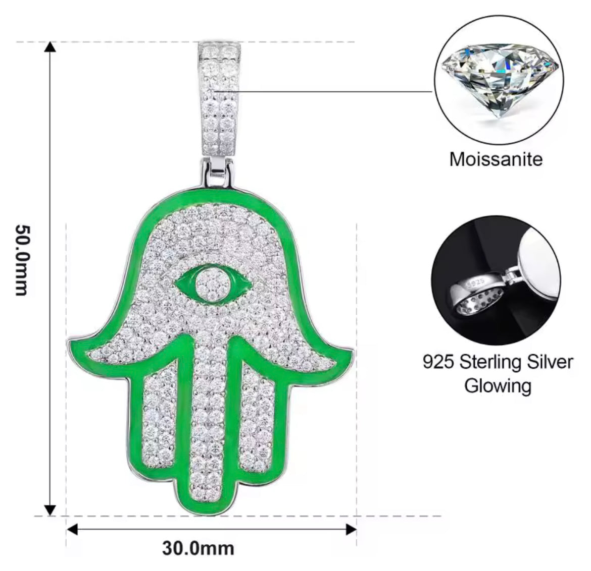 Glowing Hamsa Hand Pendant