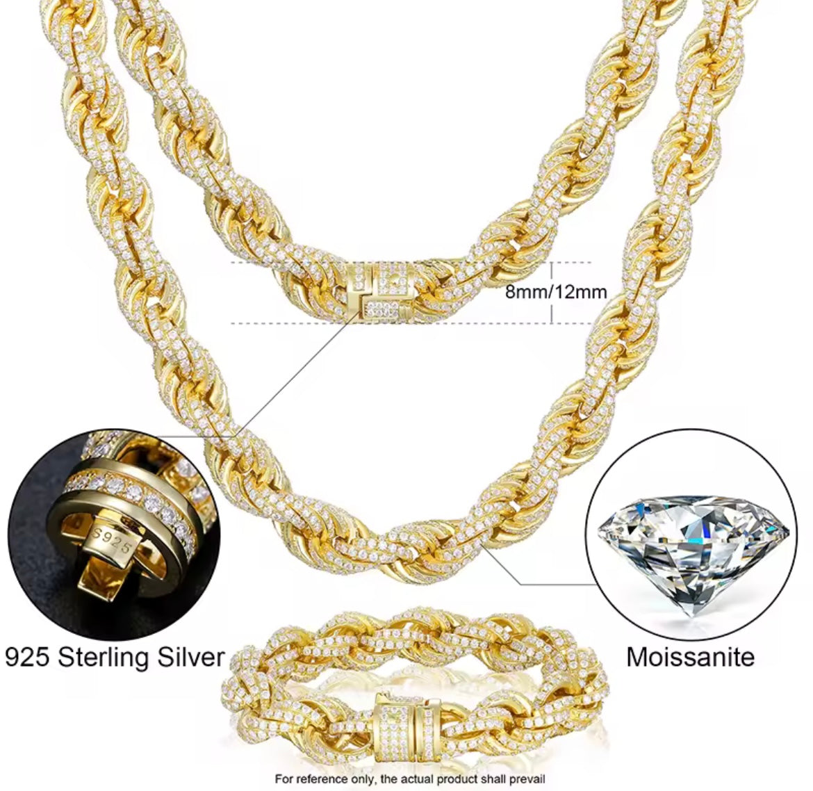 Iced Out Rope Chain/Bracelet