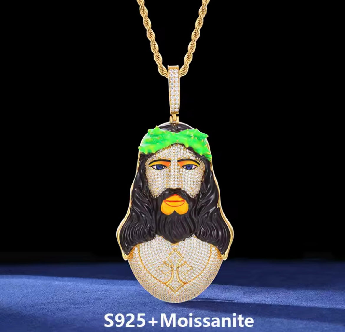 Enameled Jesus Head Pendant