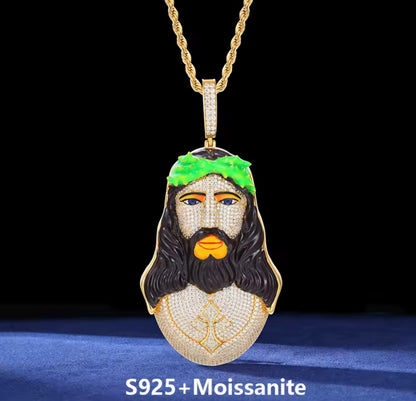 Enameled Jesus Head Pendant