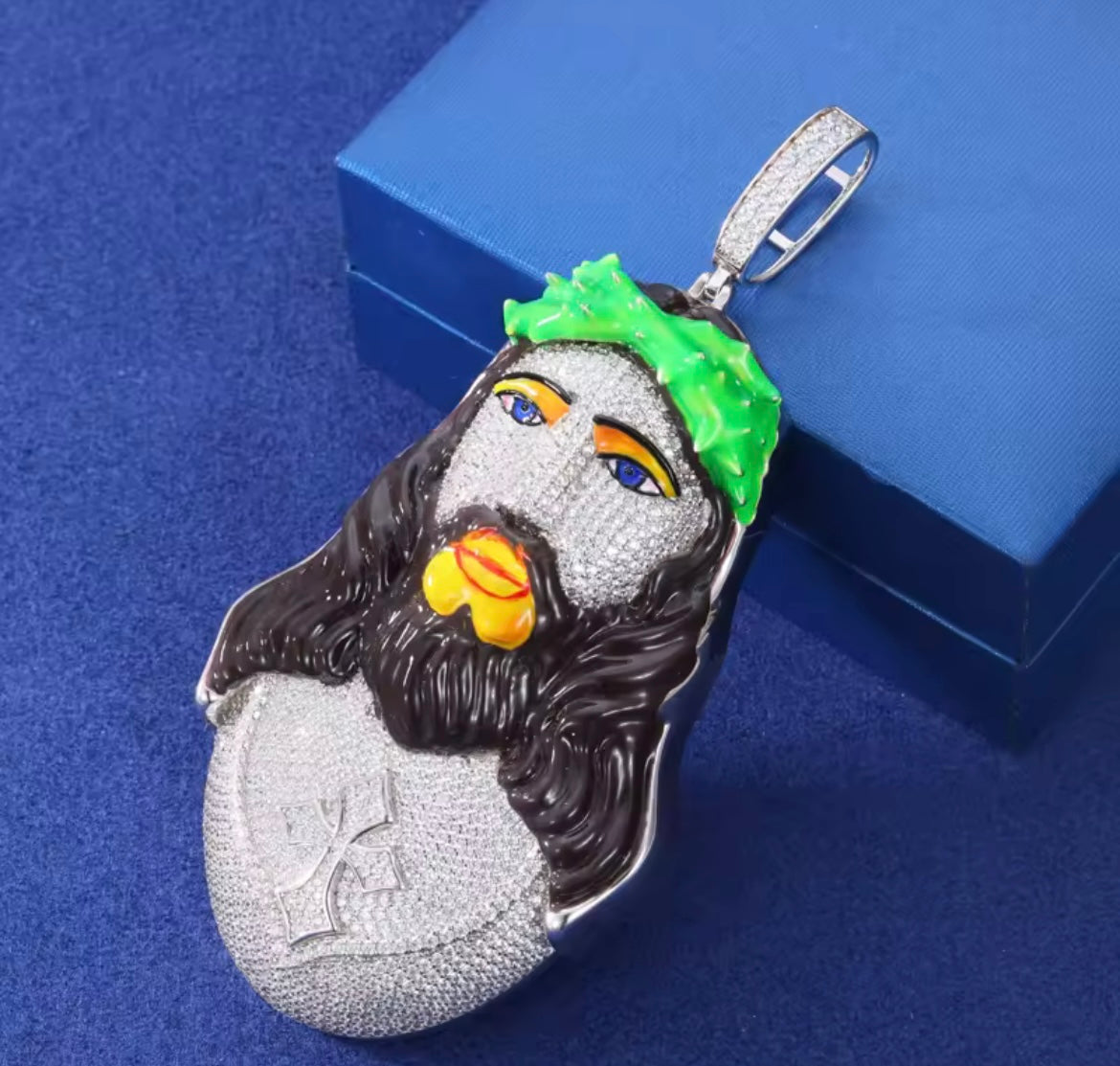 Enameled Jesus Head Pendant