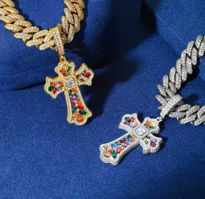 Rainbow Prismatic Cross Pendant