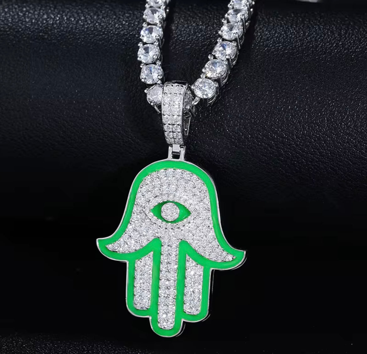 Glowing Hamsa Hand Pendant