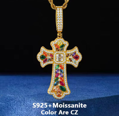 Rainbow Prismatic Cross Pendant