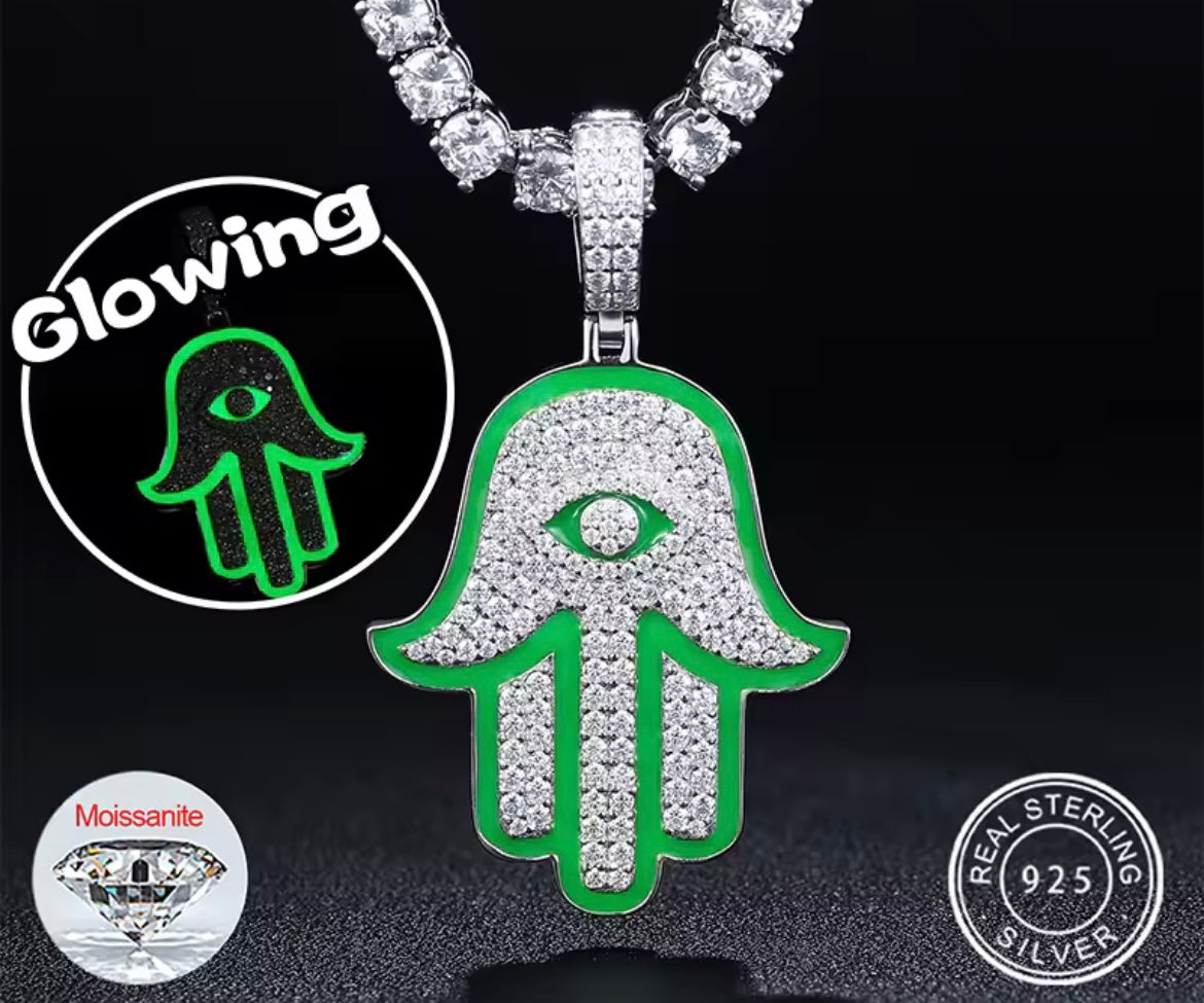 Glowing Hamsa Hand Pendant