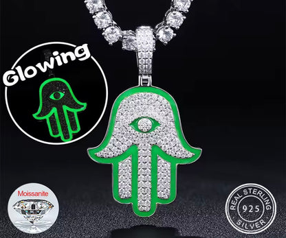 Glowing Hamsa Hand Pendant