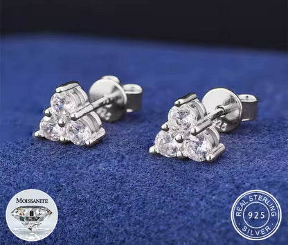 Silver Triangle Stud Earrings