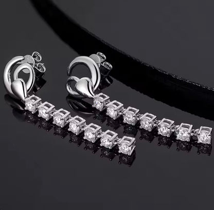 Inlaid Long Tassel Earrings