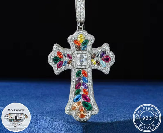 Rainbow Prismatic Cross Pendant