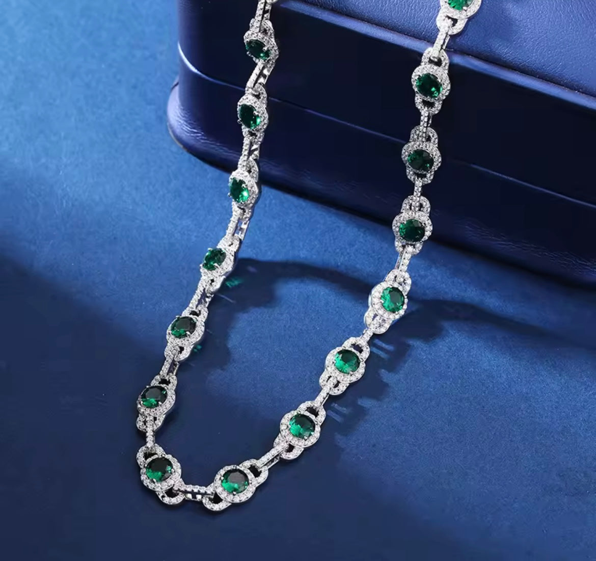 7MM Link Green Round CZ Chain/Bracelet