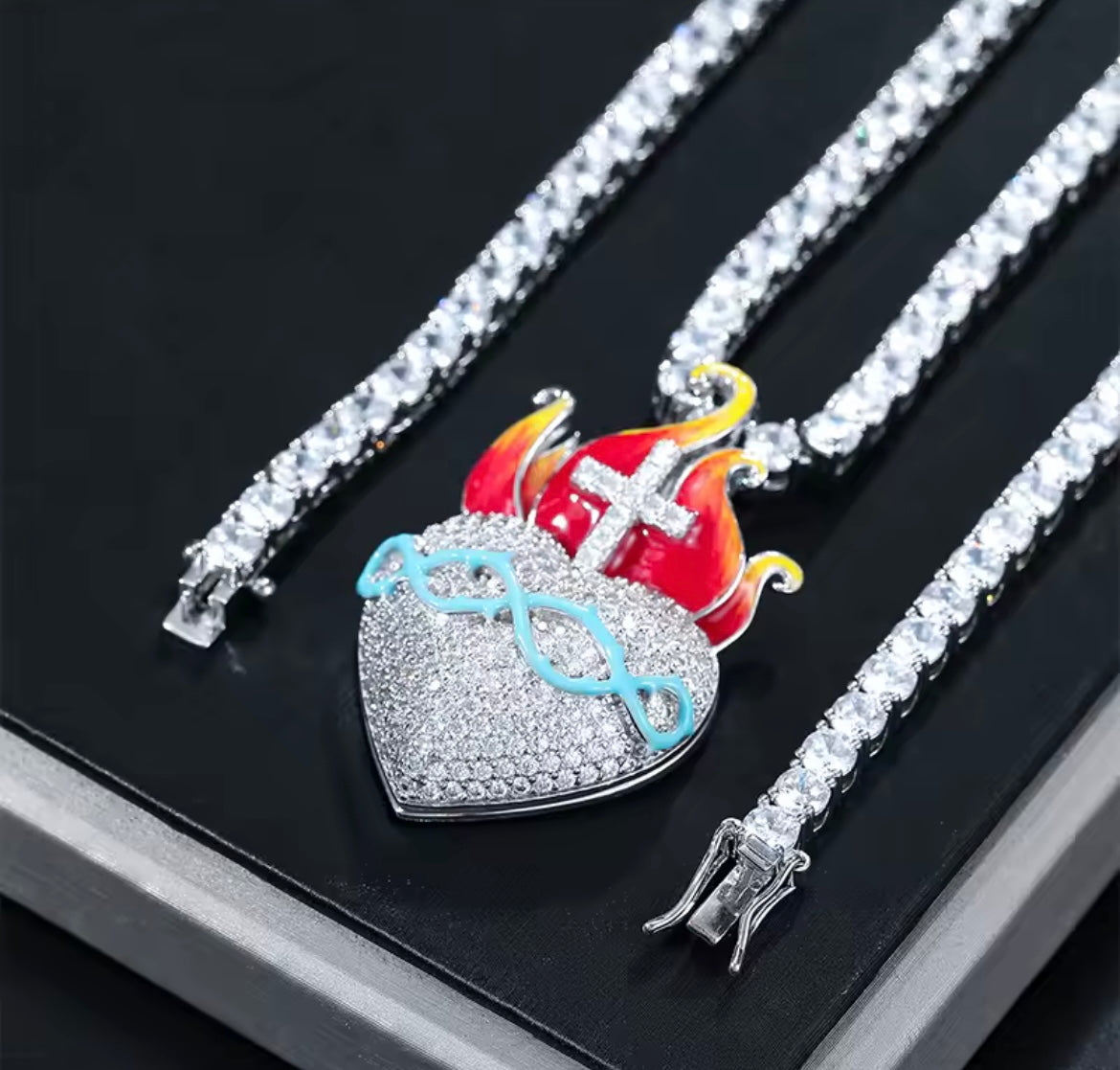 Glowing Heart CrossFire Pendant