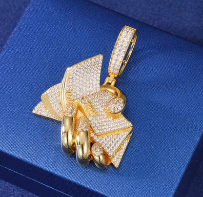 100 Dollar Bill In Hand Pendant