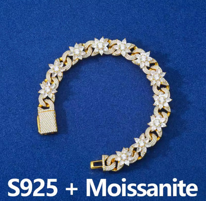 12MM Silver Flower Infinity Cuban Chain