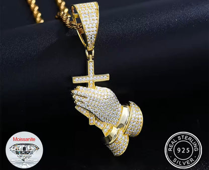 Cross Praying Hands Pendant