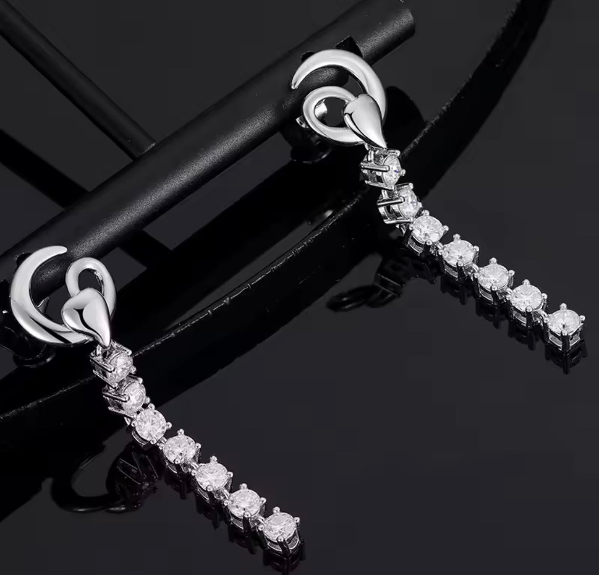 Inlaid Long Tassel Earrings