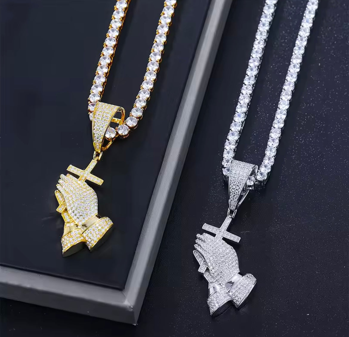 Cross Praying Hands Pendant