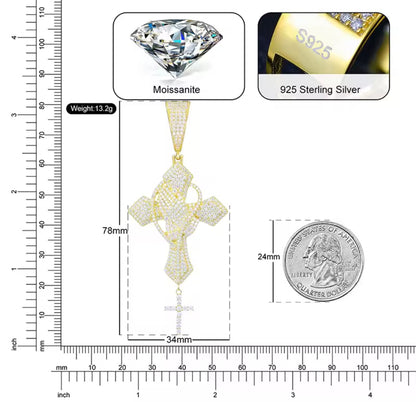 Iced Out Praying Hands Cross Pendant