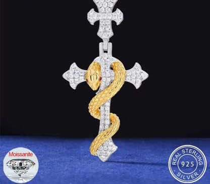 Snake Winding Cross Pendant