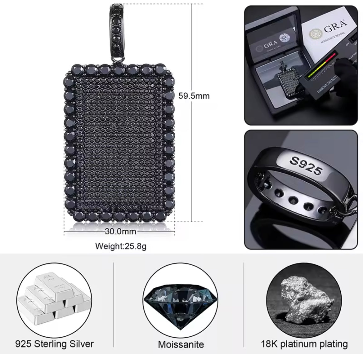 Rectangular Black Tag Pendant