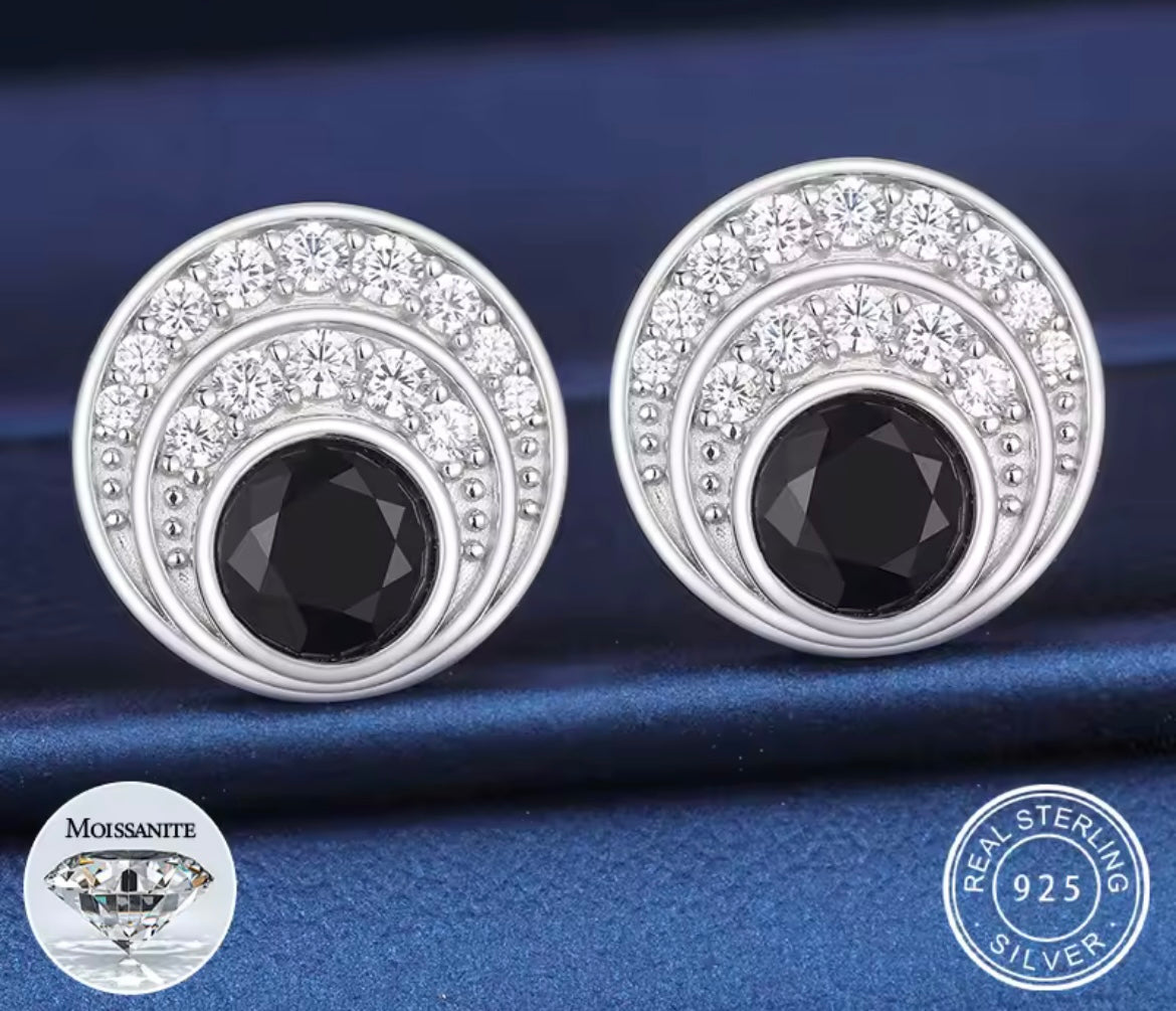 Black Moon Stud Earrings