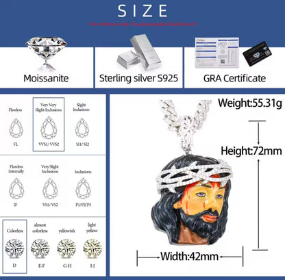 Enamel Jesus Head Pendant