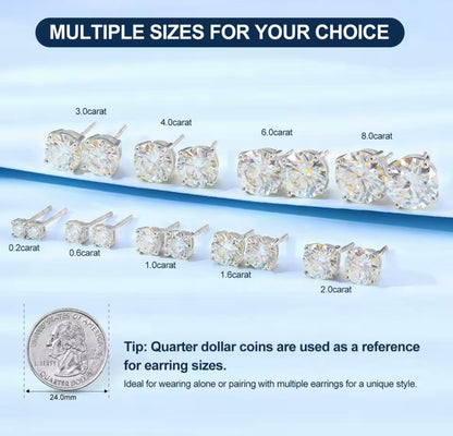 0.3-3CT Silver Stud Earrings