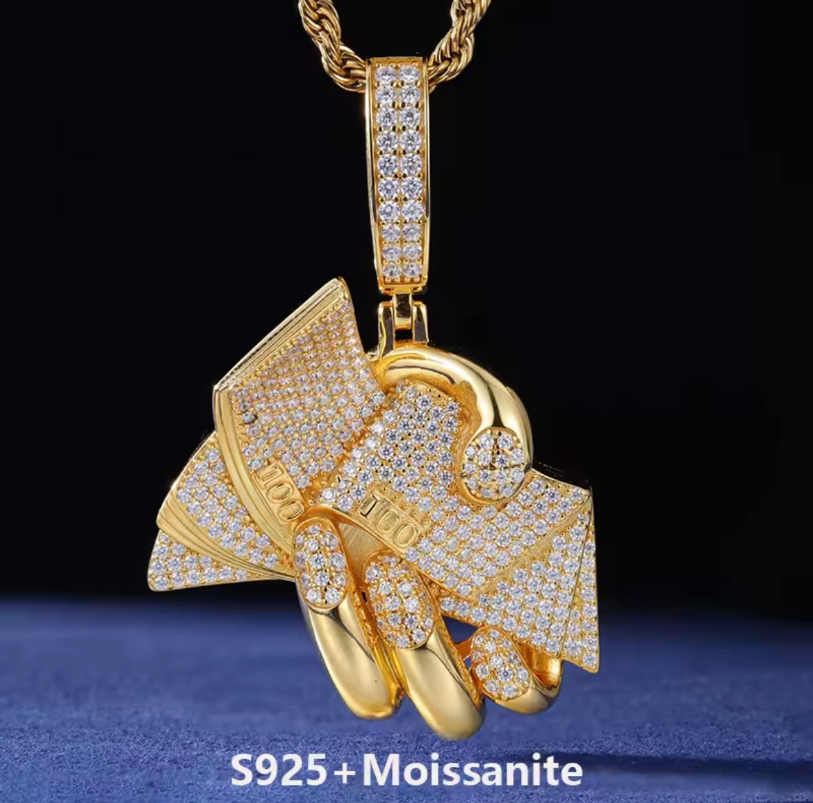 100 Dollar Bill In Hand Pendant