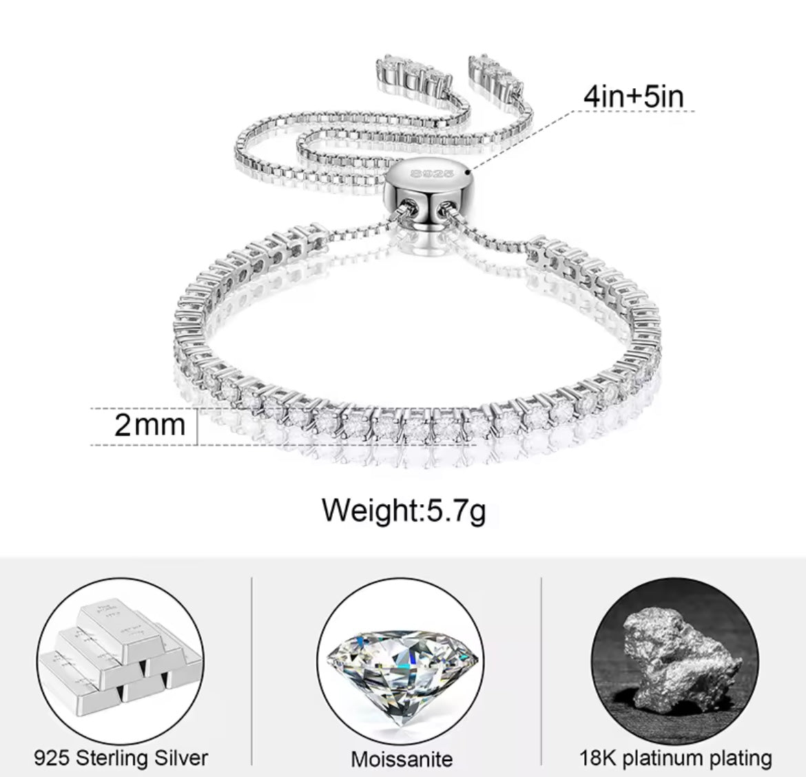 2/3MM Tennis Bracelet