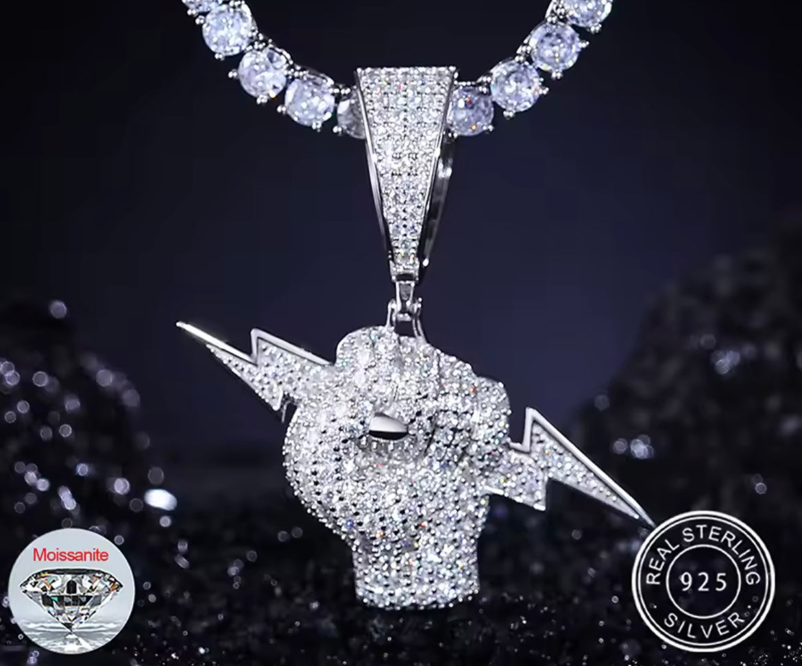 Holding Lightning Bolt Pendant