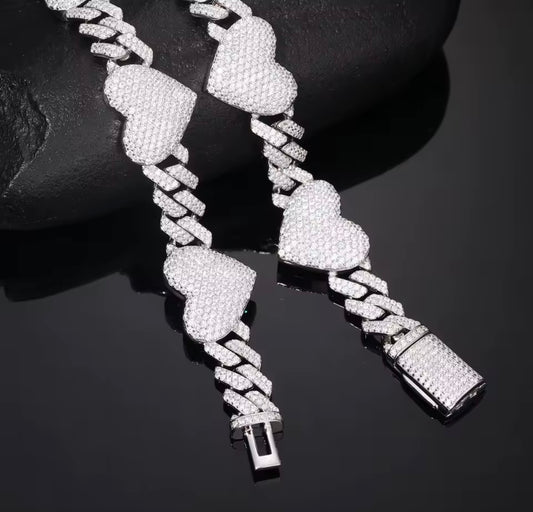 Heart Cuban Chain/Bracelet