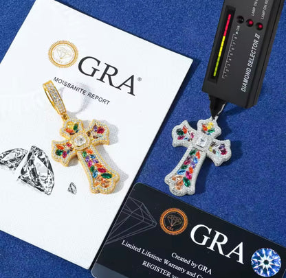 Rainbow Prismatic Cross Pendant