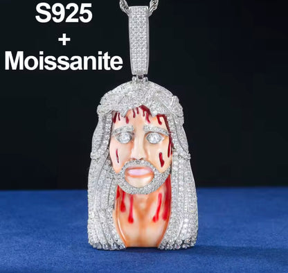 Lifelike Enamel Jesus Head Pendant