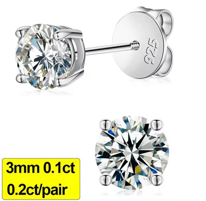 0.3-3CT Silver Stud Earrings