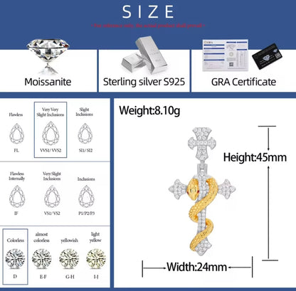 Snake Winding Cross Pendant
