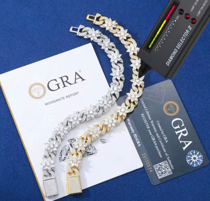 12MM Silver Flower Infinity Cuban Chain